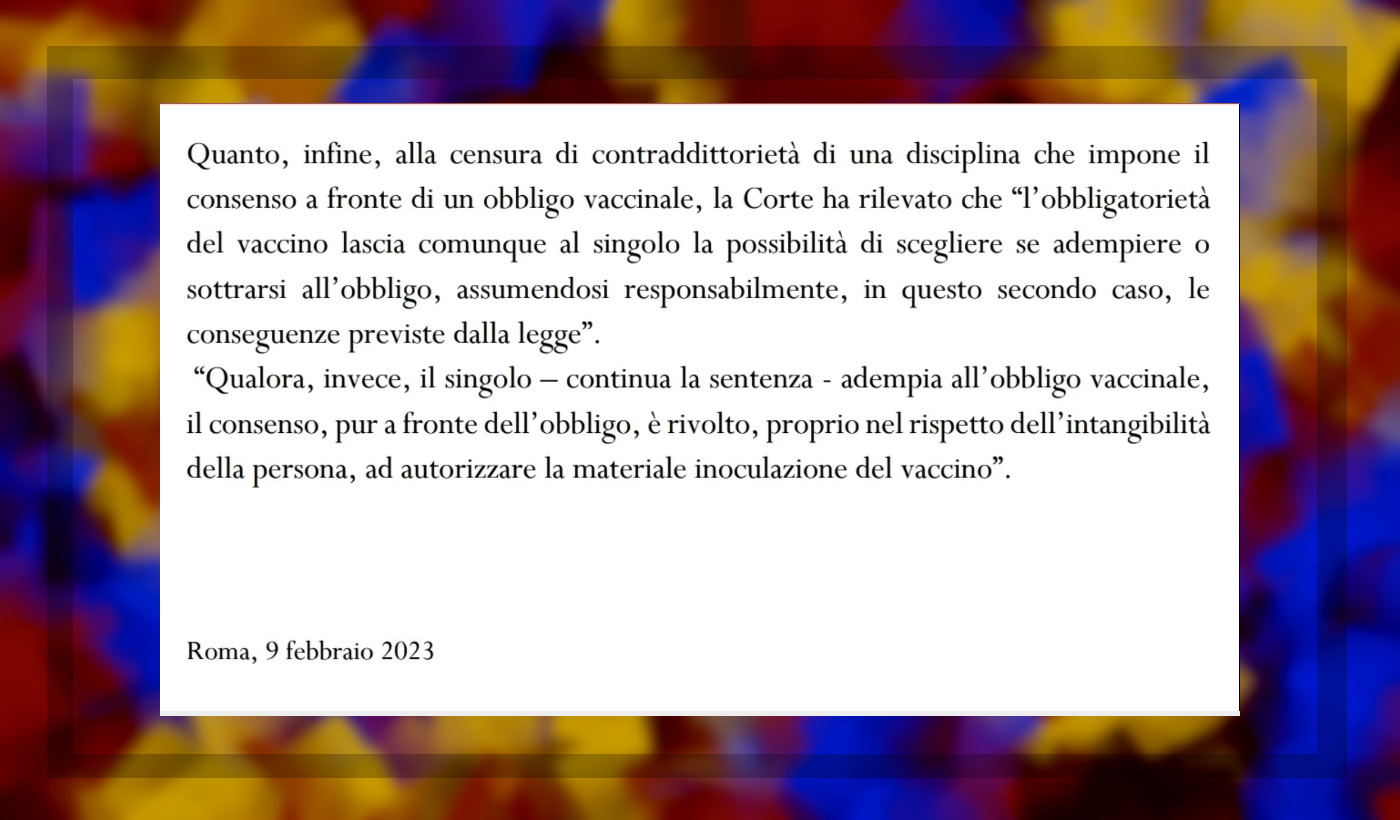 Il Sacrificio Umano e l'Obbligo Libero. Due perle della Corte Costituzionale