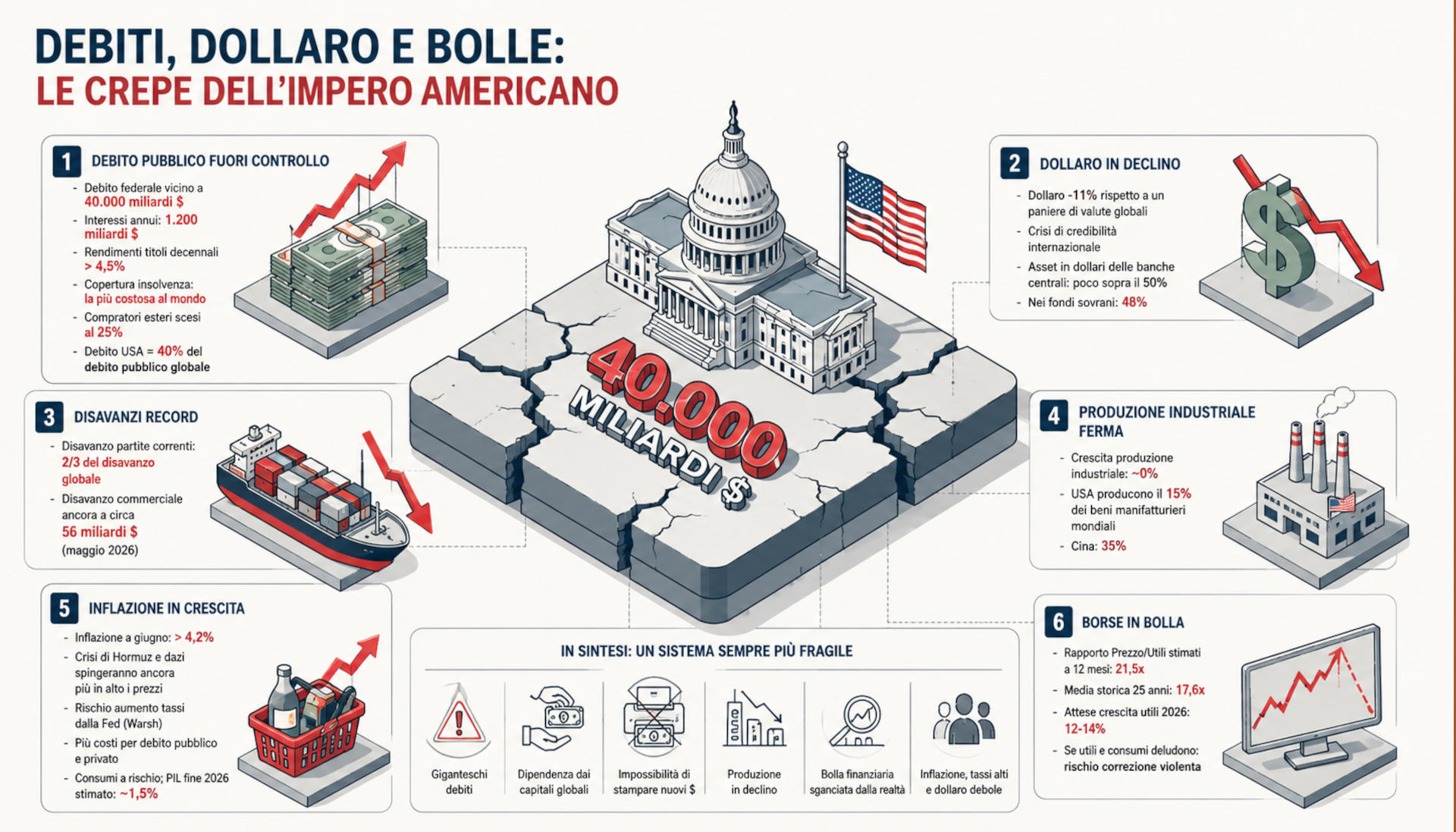 crepeimperialiUSA Debiti, Dollaro e bolle: le crepe dell'impero americano